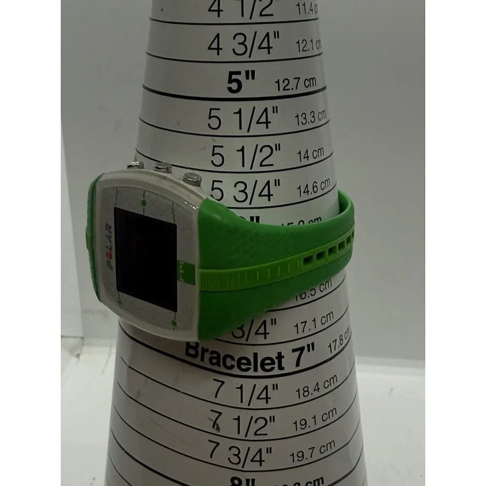 Polar FT4 Unisex Digital Watch White Square Face Kelly Green Silicone Strap WR30